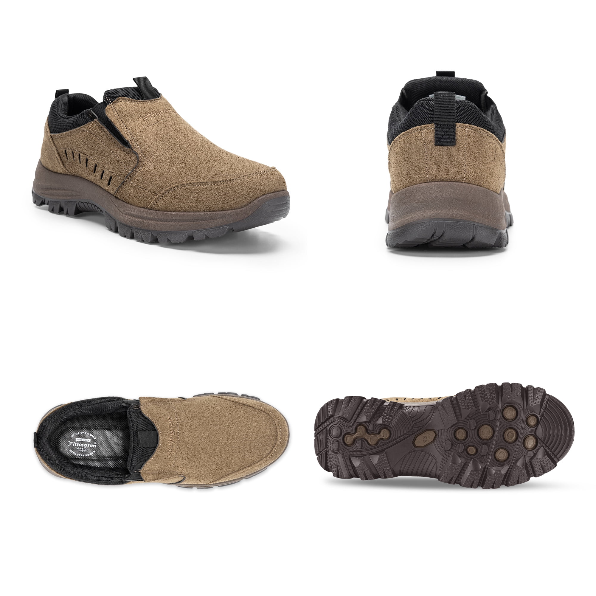 Fittington Mens Slip on Hiking Shoes Casual Outdoor Trainers Loafer, Khaki Color