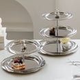 thumbnail image 3 of Hzzsbu 2 Tiers Cake Stand, Stainless Steel Cupcake Display Stand, Metal Fruit Dessert Snack Serving Dish, Afternoon Tea Stands for Wedding, 3 of 7