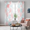 thumbnail image 5 of Red Aqua Coastal Kitchen Curtains 96 Inch Length, Sea Turtle Nautical Coral Summer Beach Grommet Top Bedroom Living Room Curtains, Light Filtering Cafe Curtain Drapes 2 Panels Set 104''x96'', 5 of 9