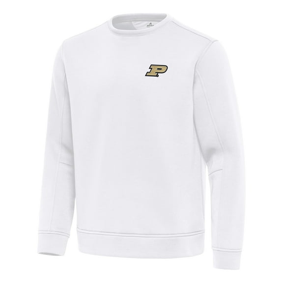 Men's Antigua White Purdue Boilermakers Relevant Lightweight Pullover Sweatshirt
