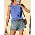 thumbnail image 5 of Women's Round Neck T-shirt Solid Color Casual Loose Vest Sleeveless Tops, 5 of 6