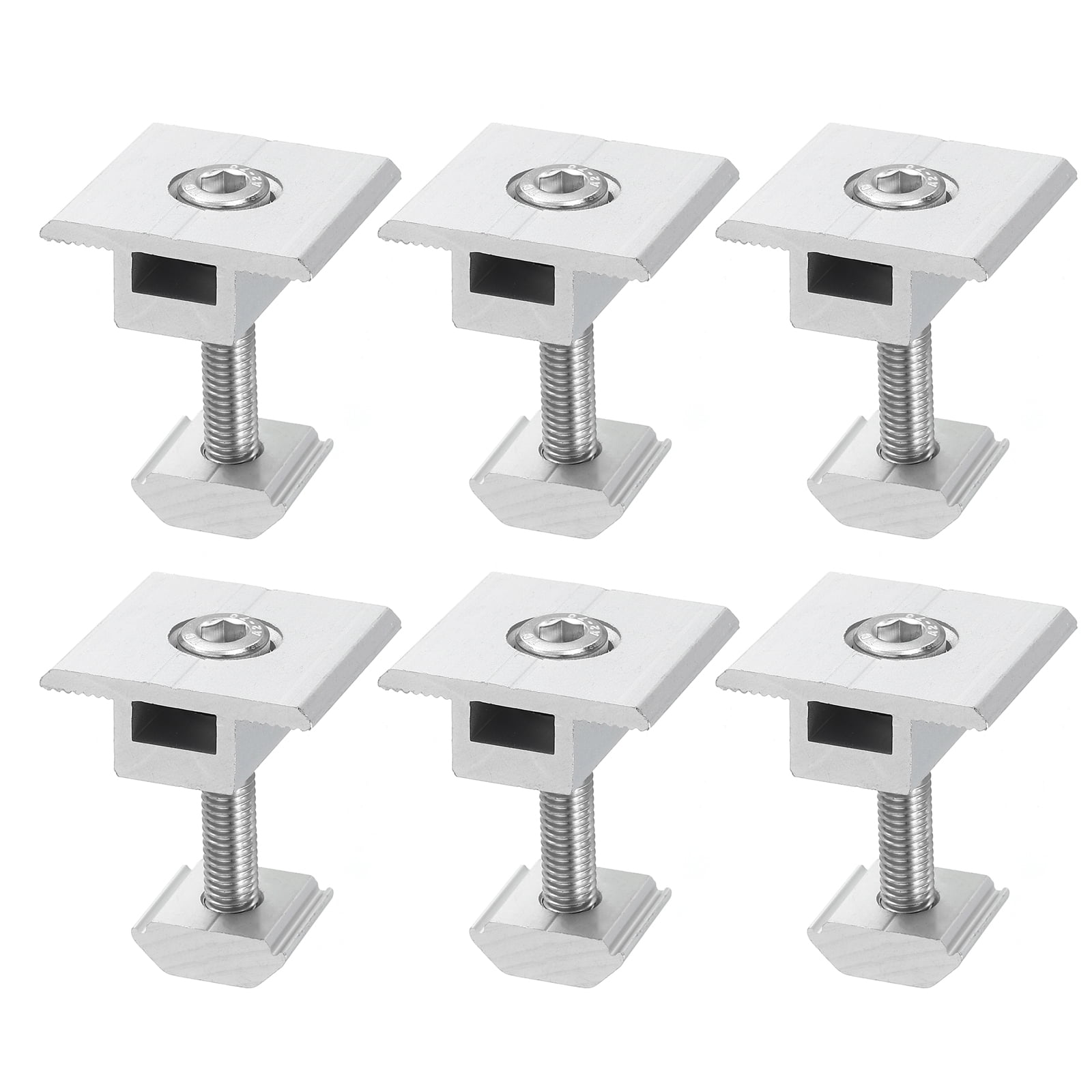 Uxcell 6Pcs Solar Panel Middle Clamp 35mm Aluminum Solar Panel Center Clamps PV Solar Rail Mounting System Silver