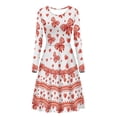 thumbnail image 4 of Renewold Novelty Long Sleeve Women Dresses for Party Shoping Club Valentine's Day Gifts Twirl Dresses Red Bow Heart O Neck A Line Swing Midi Dress Size M, 4 of 7