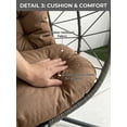 thumbnail image 6 of Double Hanging Egg Chair with Stand, Patio Hammock Swing Chair for 2 Persons, Loveseat with Cushions & Headrest Pillows, Indoor Outdoor for Balcony, Garden, Bedroom, Brown, 6 of 8
