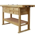 thumbnail image 5 of 60" Rubberwood Workbench With 4 Drawers Vices Heavy Duty Wooden Work Table For Garage Workshop Home Office, 5 of 9