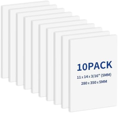Tekola 10 Pack Foam Boards 11" x 14", 5mm Thickness Styrofoam Core for Crafts, White Poster Vision Presentation Mat Board