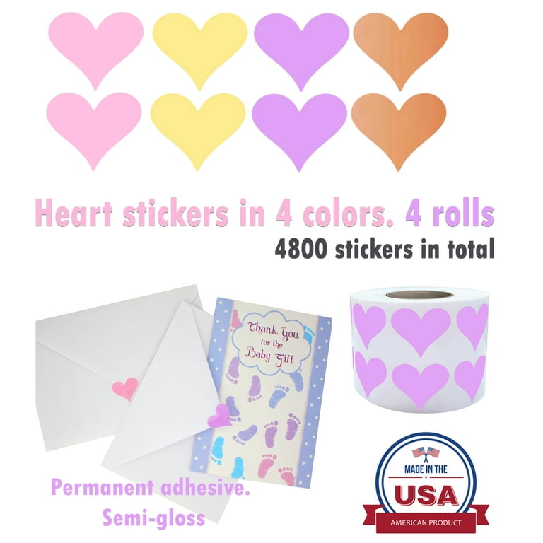 Heart Stickers Labels 3/4 inch 19mm 200 / Rose Gold