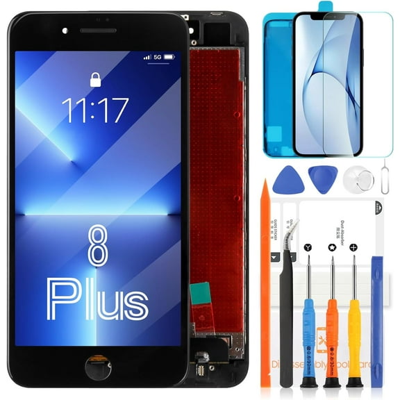 for iPhone 8 Plus Screen Replacement Black 5.5 Inch Full Assembly for iPhone 8 Plus A1864 A1897 A1898 LCD Dispaly 3D Touch Screen Digitizer with Repair Tools Kit