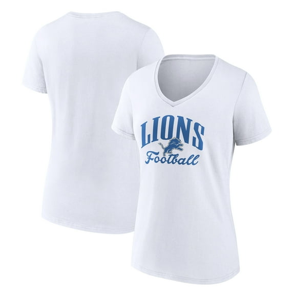 Women's  White Detroit Lions Victory Script V-Neck T-Shirt
