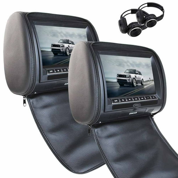 EinCar Black 2x Car Headrest DVD Player 9'' HD LCD Screen Car Monitor