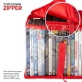 thumbnail image 4 of Stock Your Home DVD Storage Bags (Set of 2) Media Organizer Bag for DVDs, CDs, Blu Ray Disc, Movie Cases, VHS Box, Video Game Disks, Clear Plastic Holders with Carrying Handles and Zipper - Red, 4 of 5