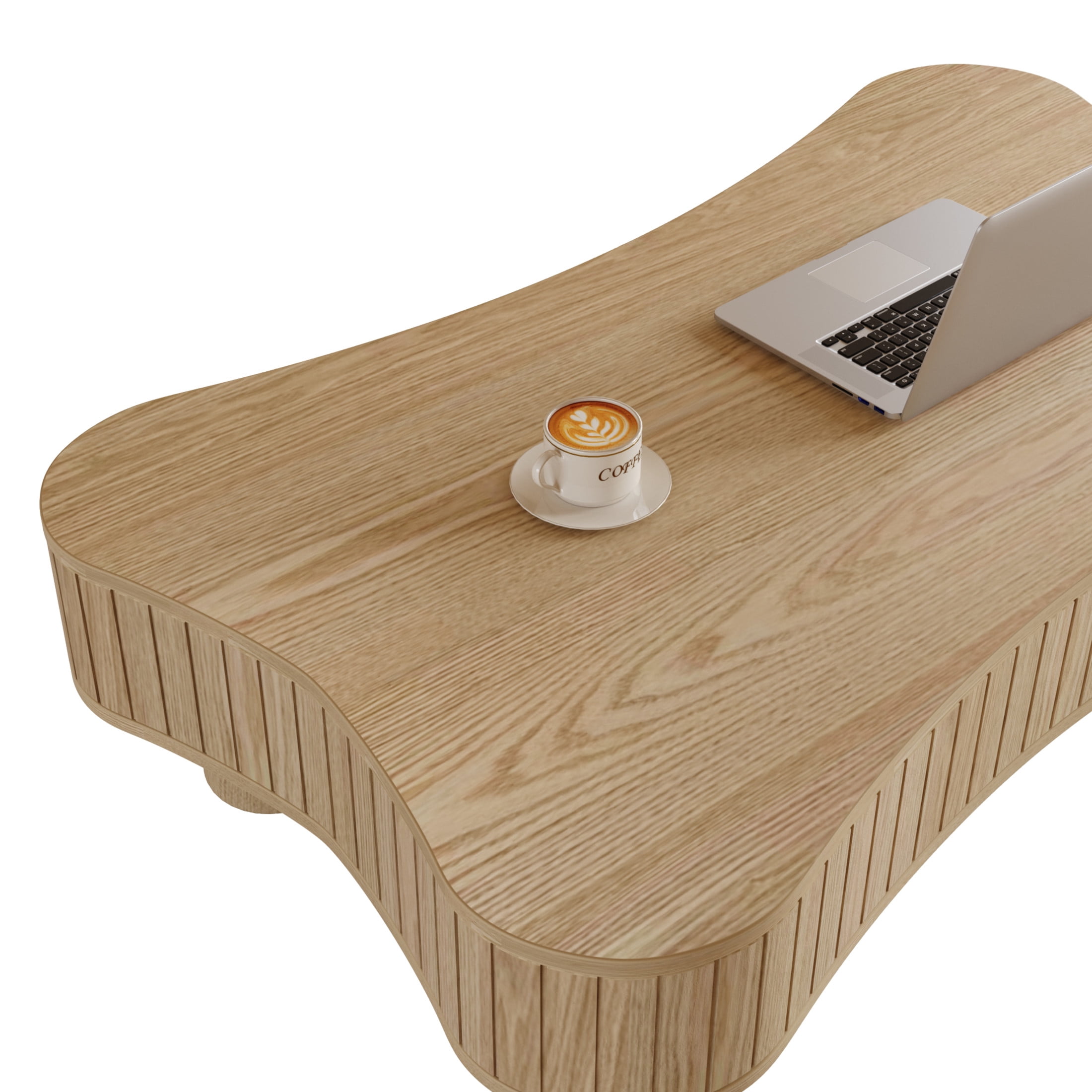 Noble House Lift Top Coffee Table for Living Room 42" - Fluted Panel Hidden Storage, Silent Hydraulic Lift, Curved Safety Corners, Natural Wood