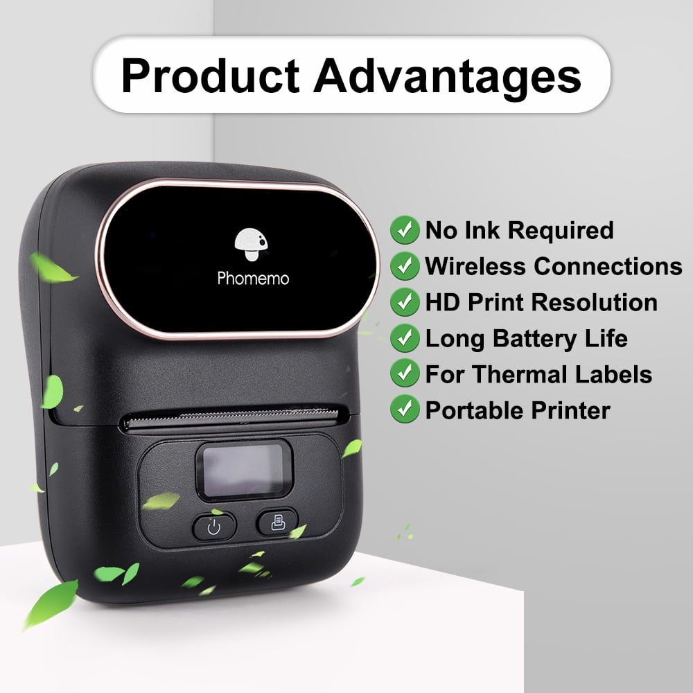 Phomemo M110 Thermal Label Printer - Portable Bluetooth Address Label Maker for Small Business, Barcode & Retail, Compatible with Phones & PC (Black)