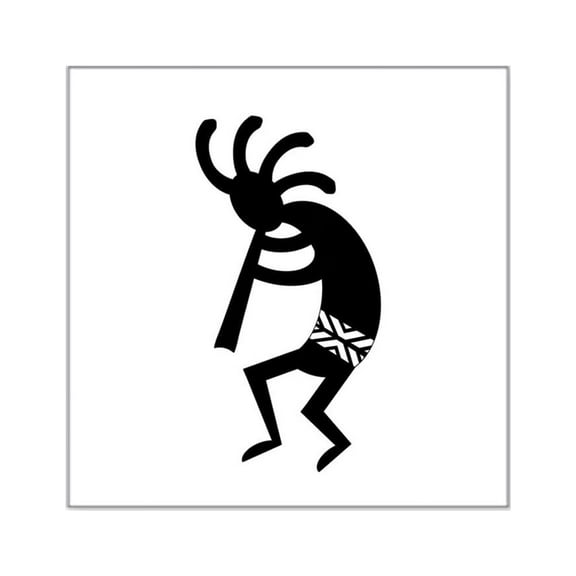 CafePress - Black And White Kokopelli Southwest Design Sticker - Square Sticker 3" x 3"