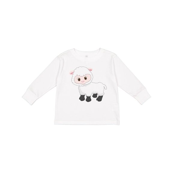 Inktastic Cute White Lamb Boys or Girls Long Sleeve Toddler T-Shirt