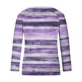 thumbnail image 5 of Fznquz Purple Womens Blouses Casual Loose Fit V Neck T Shirt Striped Long Sleeve Women Clothes, 5 of 5