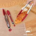thumbnail image 6 of FULIER 3Pcs Stainless Steel Kitchen Tongs Silicone Cooking Tongs Red, 6 of 7