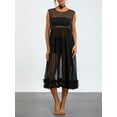 thumbnail image 2 of Douhoow Women Sheer Mesh Midi Dress Crew Neck Ruffle Sleeveless See Through Cover Ups Beach Dress, 2 of 10