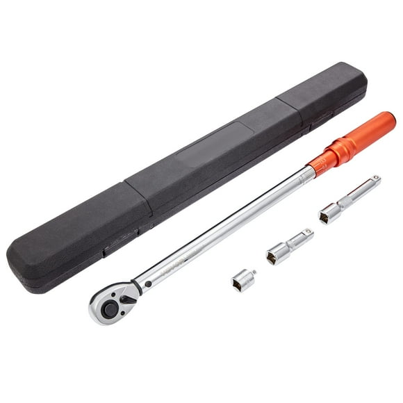 VEVOR Torque Wrench, 1/2-inch Drive Click Torque Wrench 25-250ft.lb/34-340n.m, Dual-Direction Adjustable Torque Wrench Set, Mechanical Dual Range Scales Torque Wrench Kit with Adapters