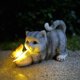 thumbnail image 1 of CHAO Figura decorativa de gato para jardín, decoración de jardín, mariposas luces solares para exteriores, decoración de balcón, jardín, diseño lindo gato mariposa resina adornos luces solares, 1 of 5