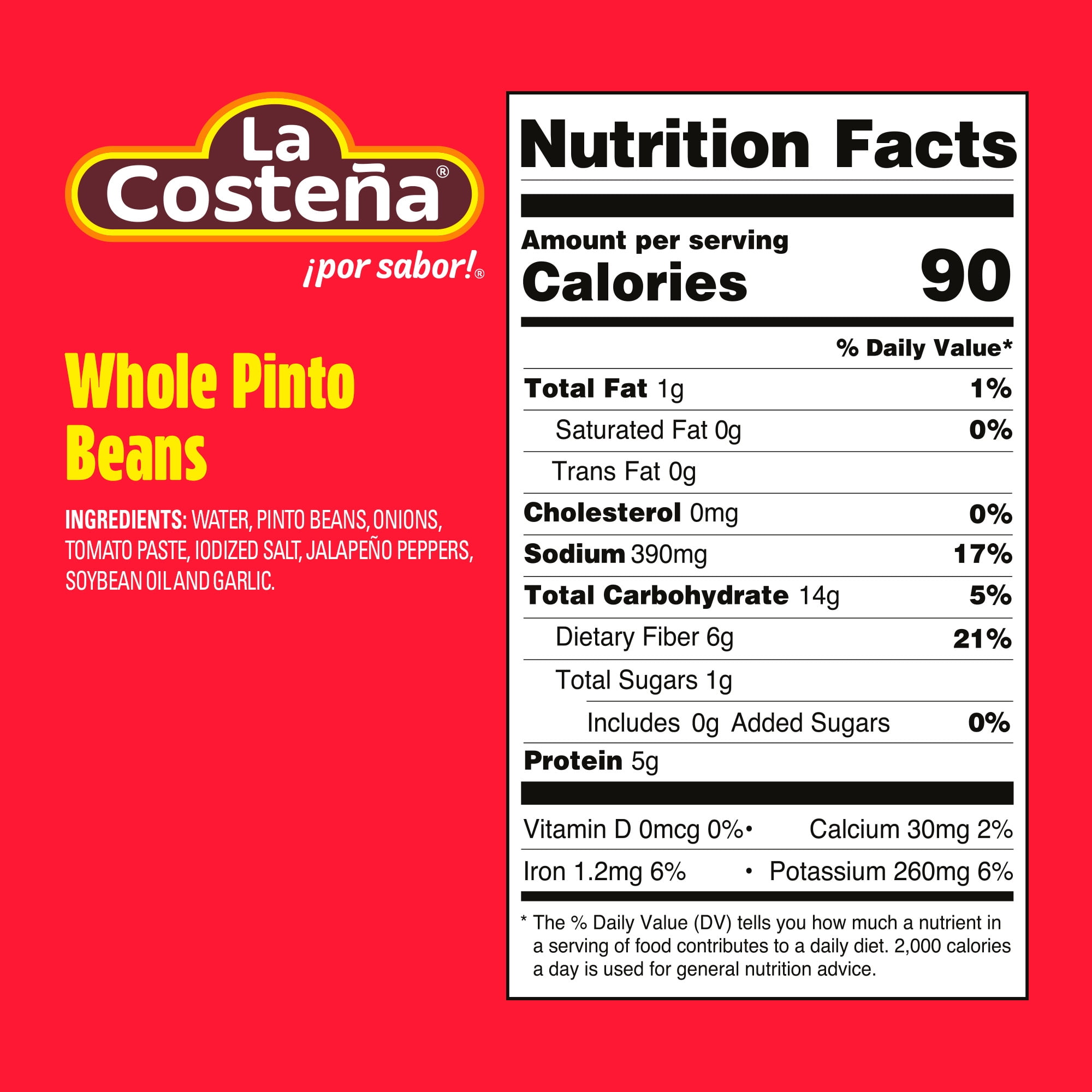 (12 pack) La Costeña Canned Pinto Beans with Jalapeno Peppers, 19.7 oz