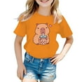 thumbnail image 1 of Hiiyo T-Shirt à Manches Courtes Imprimé Animal pour Grandes Filles, Orange, 1 of 4