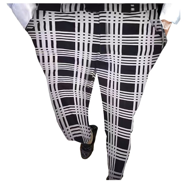 Zszcpp Work Pants Men Long Brief Style Basic Large Plaid Relax Striped Minimalist Lounge Trousers Casual Trouser