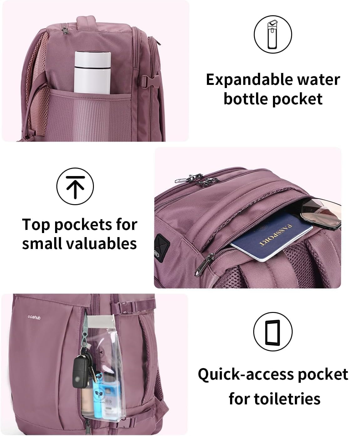 Men's Business Backpack 25L Carry-on Travel Backpack With USB Charging Port Flight Approved Waterproof Full Open Weekender Bag With Side Handle
