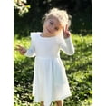 thumbnail image 2 of Arshiner Toddler Girl Dress Knitted Ruffle Sleeve Pocket Dresses A-Line Flared Fall Winter Dress, 2 of 6