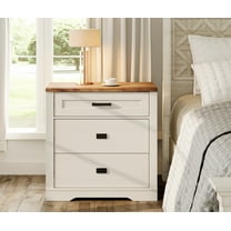 WAMPAT 31.5 inch Wide Large Nightstand for Bedroom, 32" Tall Oversized Modern Farmhouse Bedside Table with Large Drawers,31.5" W x 15.4" D x 32" H,Antique White