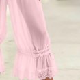 thumbnail image 3 of FAHXNVB Women Lace Trim Long Bloomers Elastic Waist Ruffle Pantaloons Cropped Flared Slips Pants Solid Color Soft Comfy Capri Pajama Bottoms, 3 of 4