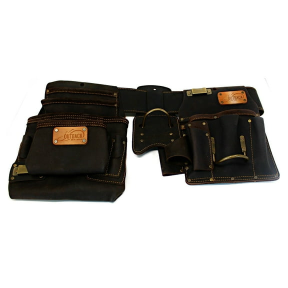 Outback OX P263804 Oil Tanned Leather 22 Tool Pockets Drywaller's Rig, Brown
