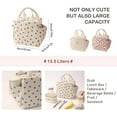 thumbnail image 2 of Surpdew Corduroy Lunch Bag For Women Men Cute Lunch Tote Bags Reusable Insulated Soft Leakproof Large Lunch Box Large Capacity Reusable Insulated Cooler For Work/Picnic/Travel Beige-Heart, 2 of 8