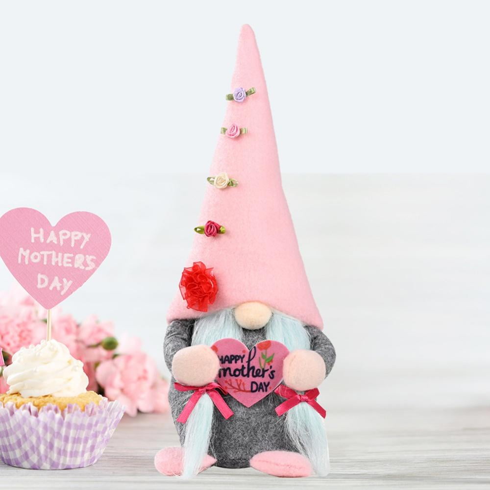 Love Heart Love Mom Themed Handmade Decoration Ornaments Mothers Day Gnome Plush Decor Mr and Mrs Handmake Scandinavian Tomte for Mothers Day Table Ornament