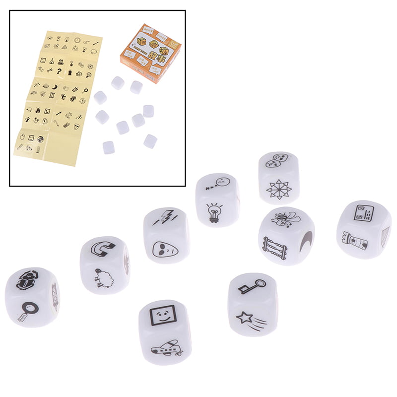 9pcs Dice Telling Story with Bag Story Dice Game Family Imagine Magic Toys_BE 