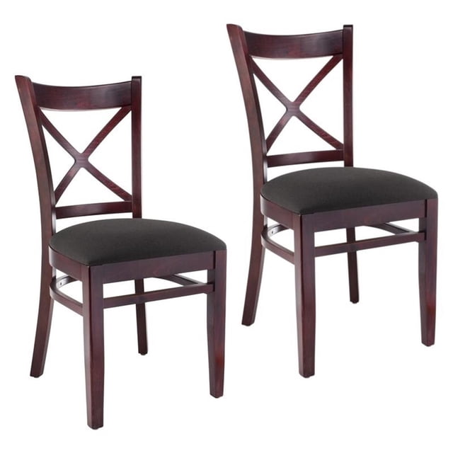 Cross Back Side Chair in Dark Mahogany (Set of 2)