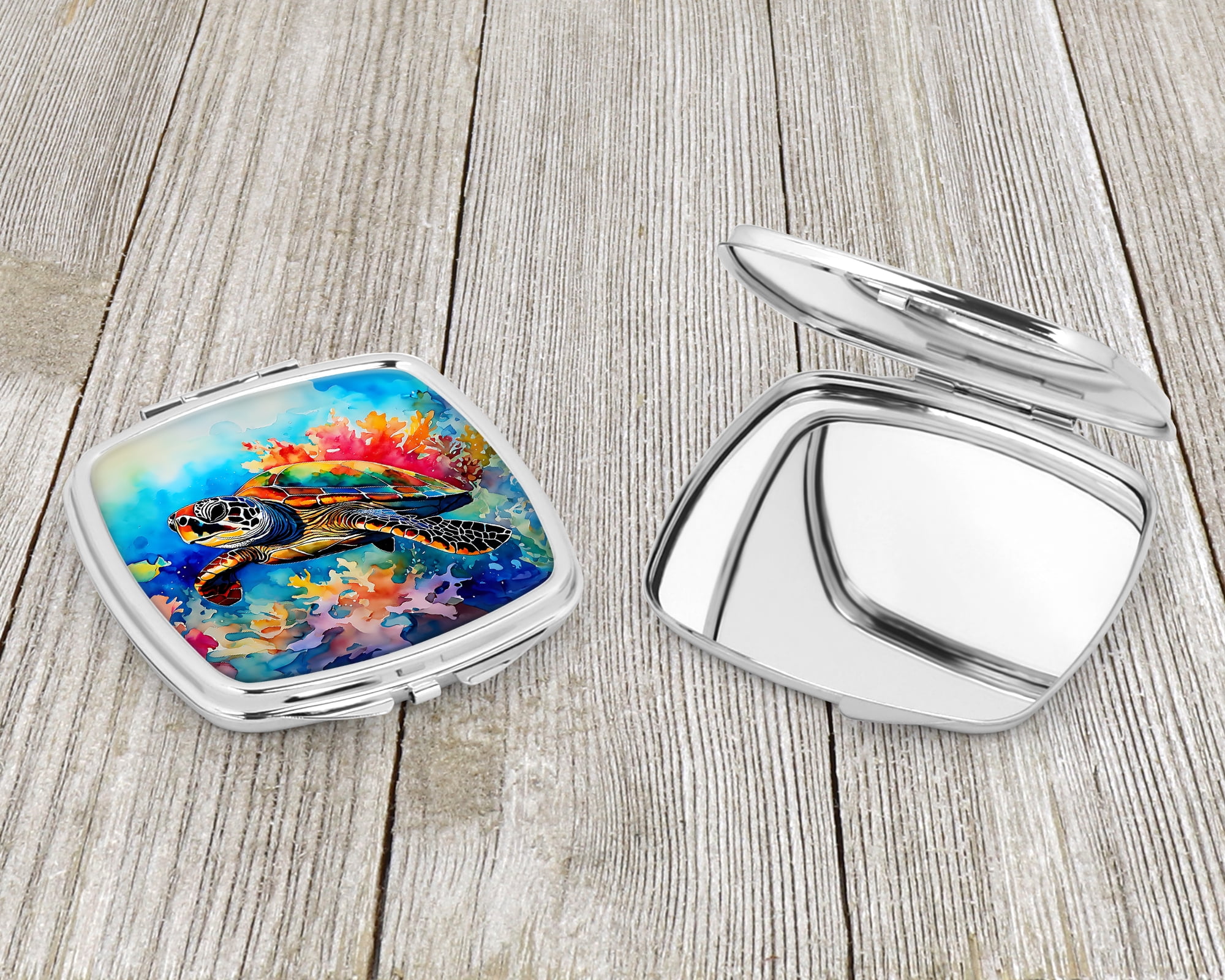 Loggerhead Sea Turtle Compact Mirror 2.75 in x 3 in