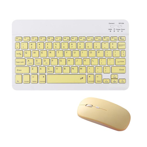 Tableta Combo de teclado y mouse inalámbricos Diseño ultradelgado Batería recargable para teléfono i Irfora Amarillo/7