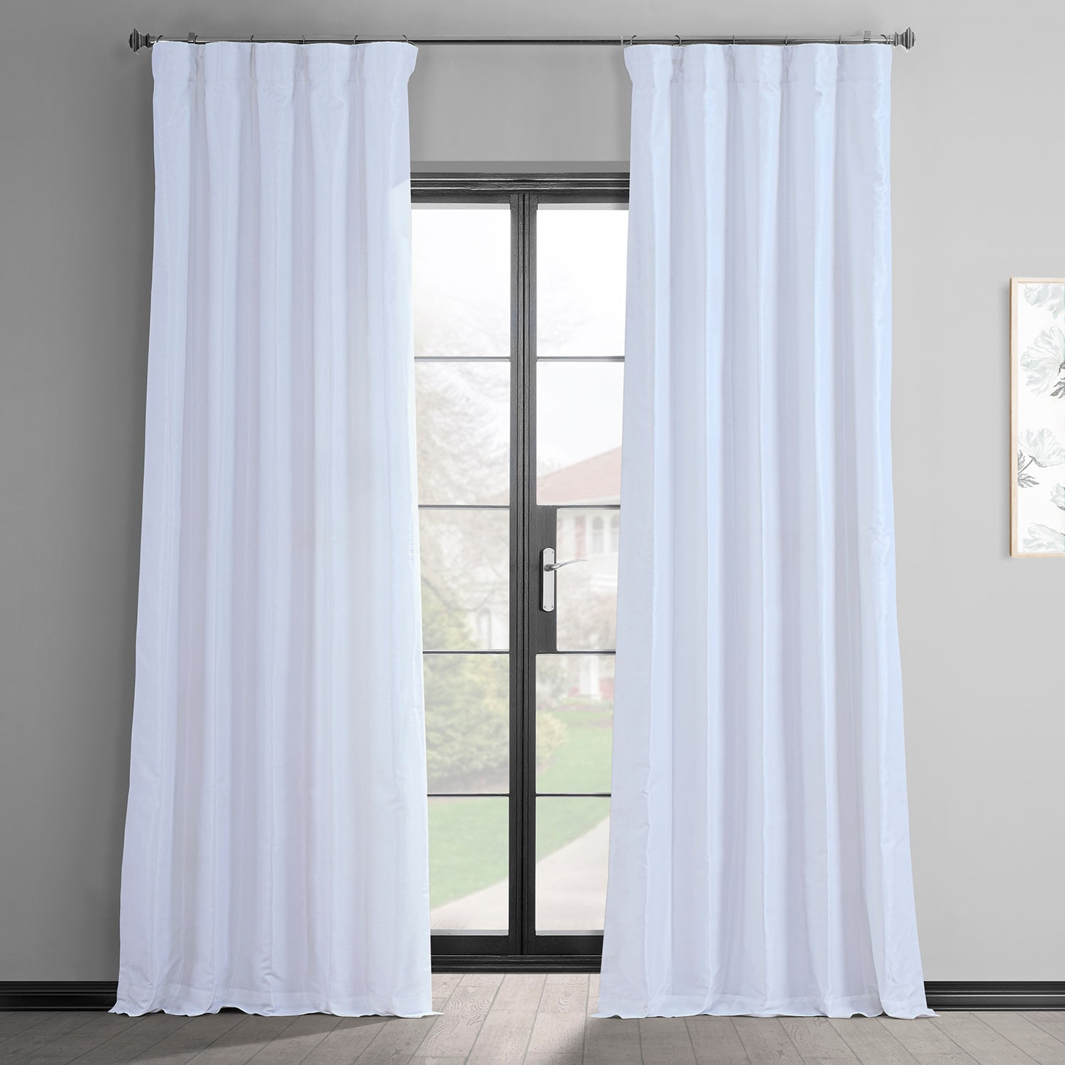 100" W X 108" L with Blackout Lining Pair of Ivory Rod Top Dupioni Silk Drapes 