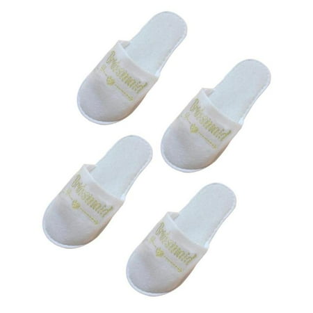 

4 Pairs Anti-Slip Bridal Soft Bridesmaid Closed Toe Travel Hotel Slippers