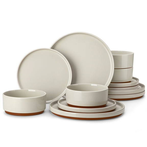 vancasso 12 pcs Dinnerware Sets, Porcelain Plates and Bowls Set for 4, Kitchen Dinner Set, Dish Set,  Dishwasher&Microwave Safe