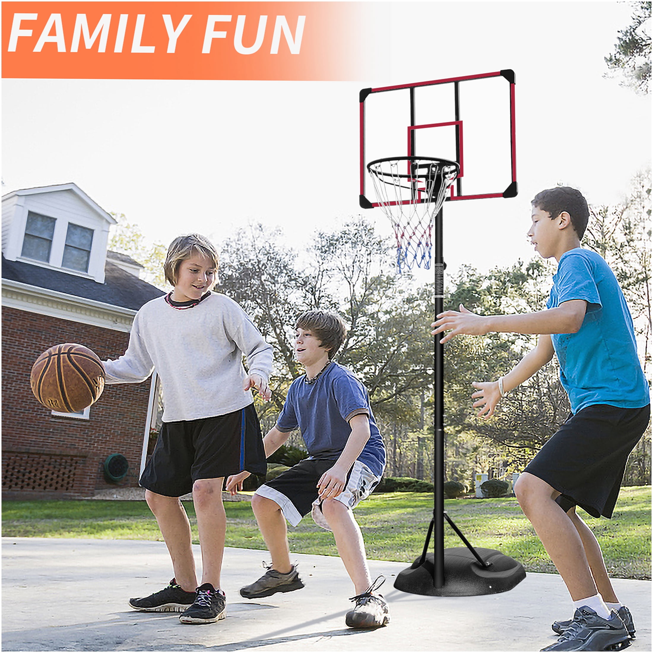 JERFIT Portable Basketball Hoop Stand with Wheels, Height Adjustable 7.5-9.2ft, 32" Backboard for Indoor Outdoor Youth & Adults