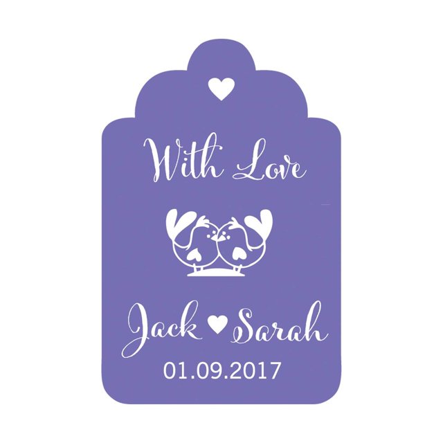 100 PCS With Love Birds Customized Wedding Gift Paper Tags Personalized Wedding Favor Hang Tags