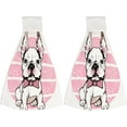 thumbnail image 2 of Hanging Towels 1 Pcs, Dish Towels French Bulldog with Bow Absorbent Hand Towels with Hanging Loop Washcloth for Bathroom Kitchen, 2 of 6