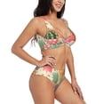 thumbnail image 2 of Kdxio Succulent And Cactus Print Women's 2 Piece High Waisted Wrap Spaghetti Strap Summer Swimsuit Bikini Set-, 2 of 7