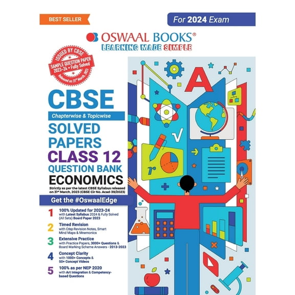 Oswaal CBSE Class 12 Economics Question Bank 2023-24 Book, (Paperback)