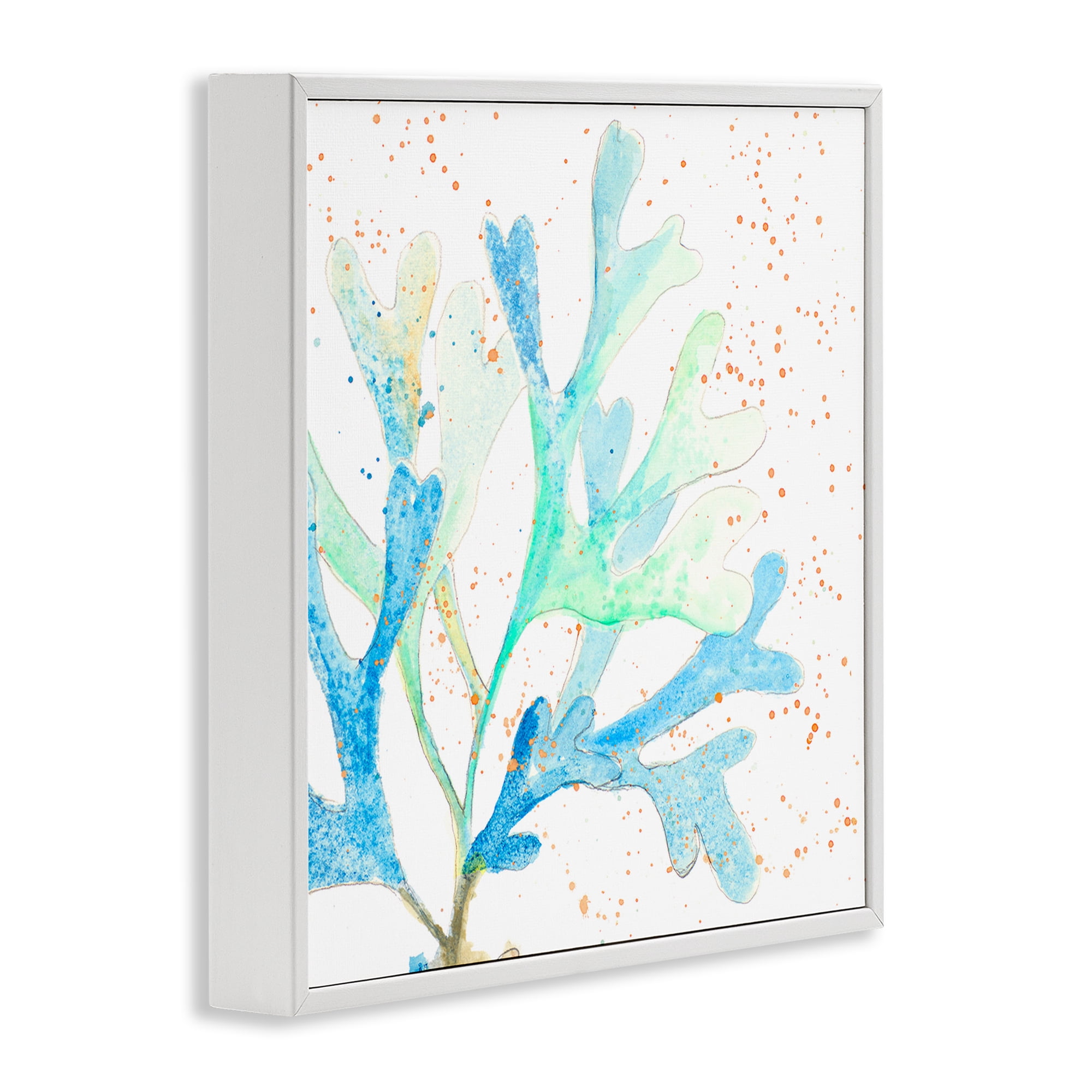 Stupell Industries Speckled Modern Coral Coastal Painting White Framed Art Print Wall Art, 12 x 12
