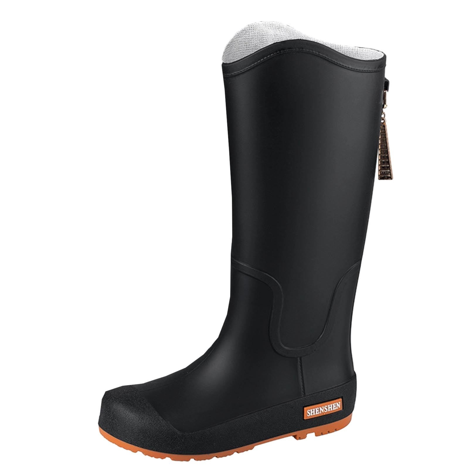 Black Womens Rain Boots High Top Waterproof Non Slip Comfortable Slip On Casual Outdoor Wear For Spring And Summer Lightweight Durable Size 37