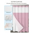 thumbnail image 2 of No Hook Cloth Fabric Shower Curtain with Snap in Liner, Pink Burlap Texture Waterproof Shower Curtains Set with See Through Top Window, Farmhouse Vintage Pink Bath Curtains Shower 54"x78", 2 of 6