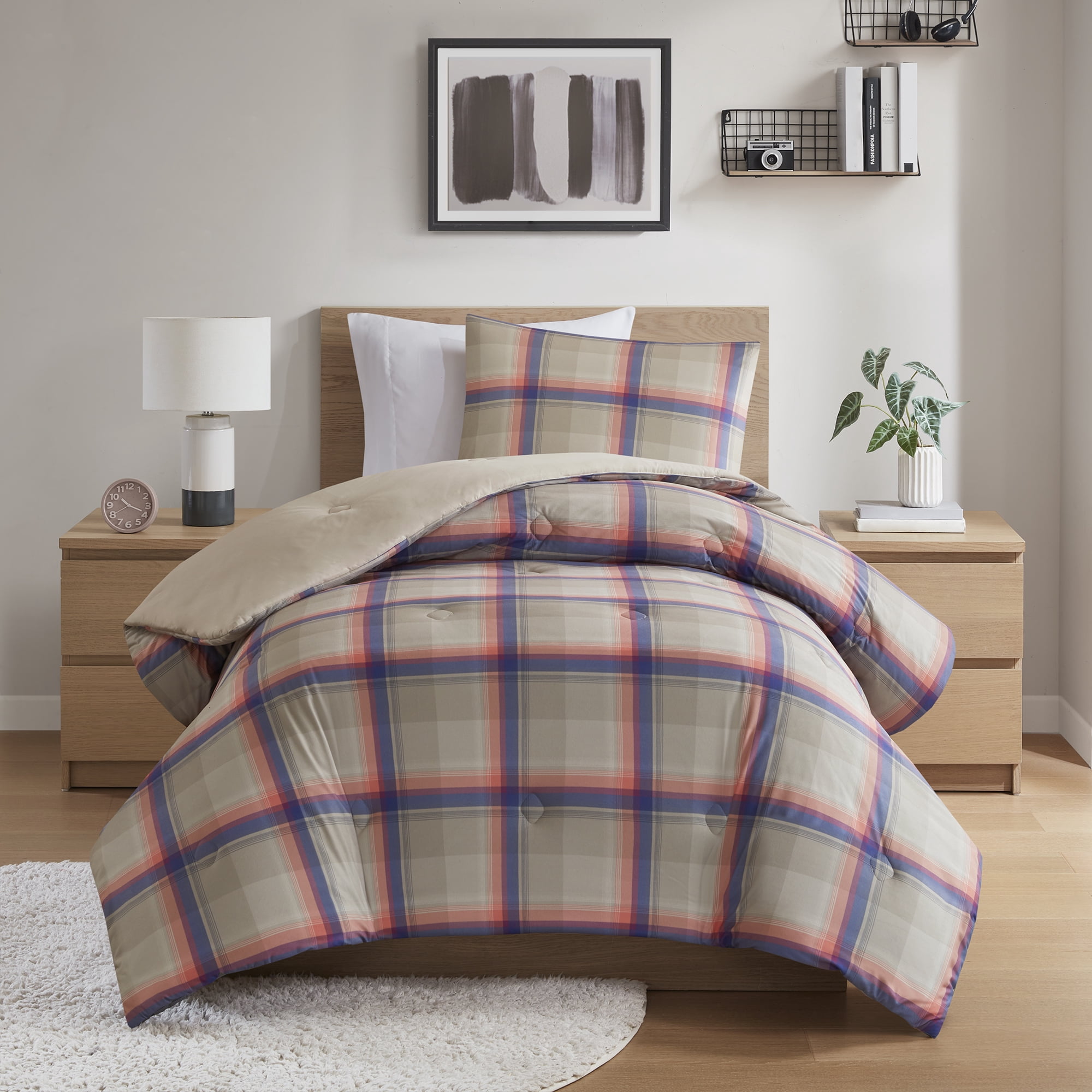 Mainstays Western Plaid 2-Piece Pink Comforter Set, Twin/Twin XL